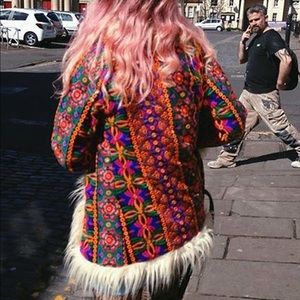 Colorful Faux Fur Coat